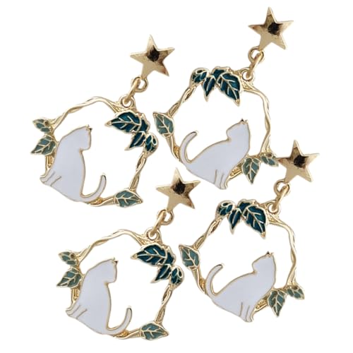 LRXIYODE 2 Paare Katzen Ohrstecker Damen Asymmetrische Emaille Ohrringe mit Katzenanhänger Langlebig Modischer Schmuck für Geburtstag Festival Alltag von LRXIYODE