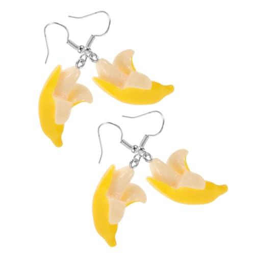LRXIYODE 2 Paare Lustige Gelbe Bananen Ohrringe Kreative Früchte Ohrhänger Damen Bunte Dangle Schmuck für Alltag Karneval Party von LRXIYODE