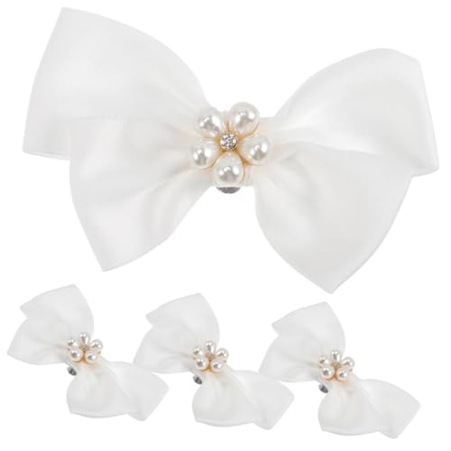 LRXIYODE 2 Paare Perlenbesetzte Schleifen Schuhclips Eleganter Schuhschmuck Abnehmbare Broschen für Hochzeit Party Damen und Mädchen Modische Schuhanhänger Zubehör von LRXIYODE