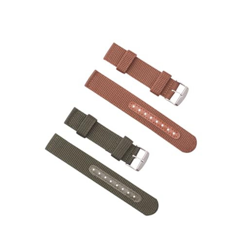 LRXIYODE 2 STÜCK Atmungsaktives Nylon Uhrenarmband Grün Braun Leichtes Strapazierfähiges Sport Armband Kompatibel mit Smartwatch Verstellbar und Einfach zu Wechseln Modisch für Damen und von LRXIYODE