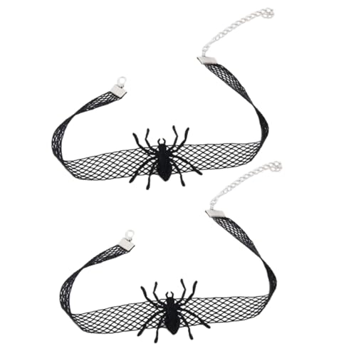 LRXIYODE 2 STÜCK Halloween Spinnen Choker Halskette aus Elastischer Spitze Gothischer Klavikula Schmuck Verstellbar Bequem für Damen und Halloween Kostüm Accessoire von LRXIYODE