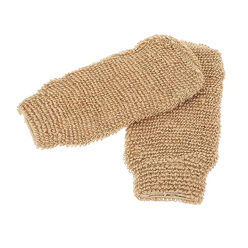 LRXIYODE 2 STÜCK Peeling Handschuhe für Bad und Dusche Robustes Gelbliches Jute Material Sanfte Körperpeeling Handschuhe für Damen und Herren Geeignet für Nacken Schultern Massage und von LRXIYODE