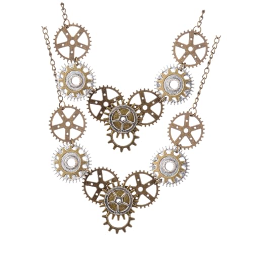 LRXIYODE 2 STÜCK Steampunk Zahnräder Anhänger Halskette Damen Vintage Schmuck Verstellbare Kette Zinklegierung Retro Gothic Accessoire Modisch Robust von LRXIYODE