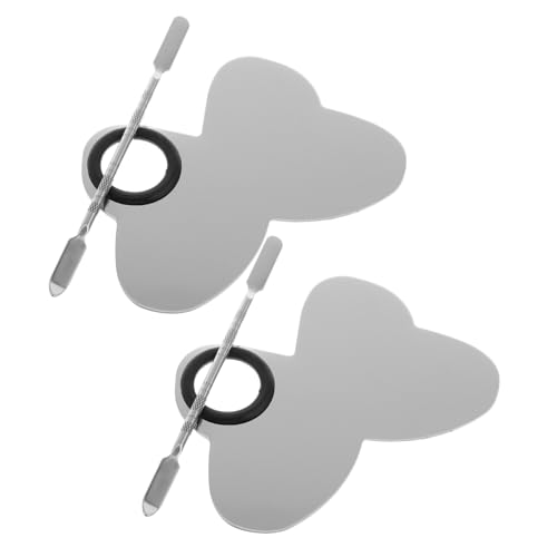 LRXIYODE 2 Sätze Edelstahl Make up Mischpalette mit Spatel Präzise Farbmischung Kosmetik Palette Langlebig Multifunktional Kompakt für Nagellack Lidschatten Foundation von LRXIYODE