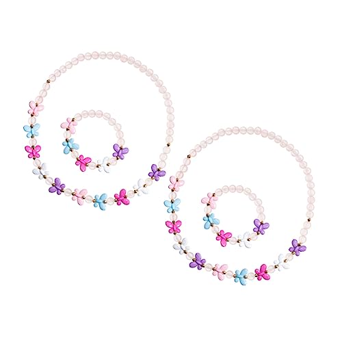 LRXIYODE 2 Sätze Halskette Armband Schmetterlings Schmuck für Mädchen Perlen Dekoration für Kostümpartys Teiliges für Junge Modeschmuckliebhaber von LRXIYODE