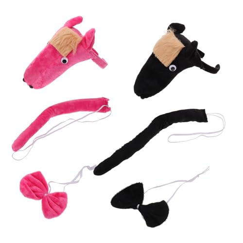 LRXIYODE 2 Sätze Realistisches Pferdeschwanz Set mit Pferdeohren Haarreif und Fliege für Tier Photo Booth Verkleidungspartys Karneval und Kostümveranstaltungen von LRXIYODE