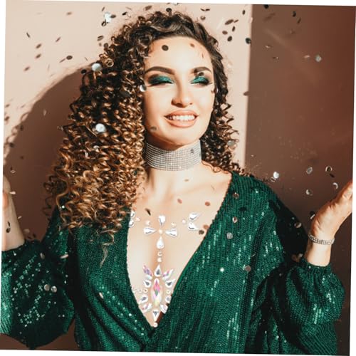 LRXIYODE 2 Sätze Rhinestone Body Gems Selbstklebende Brust Körper Schmuck Strasssteine für Festival Party Cosplay Dekoration Damen Brustaufkleber Brustkörper Edelsteine von LRXIYODE