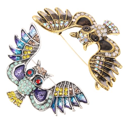 LRXIYODE 2 Stck Eulen Brosche Teilig Dekorative Anstecknadel mit Strass für Kleidung Taschen und Hüte für Frauen und Besondere Anlässe von LRXIYODE