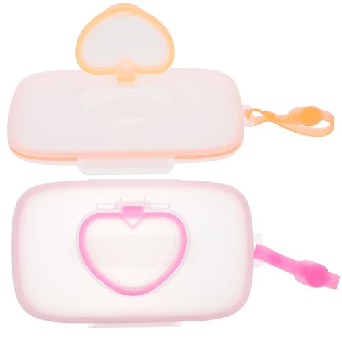 LRXIYODE 2 Stck Reise Feuchttücher Spender Tragbare Babytücher Box Weiß Weiß Orange Nachfüllbar für Kinderwagen Hochstuhl Langlebig und Praktisch von LRXIYODE