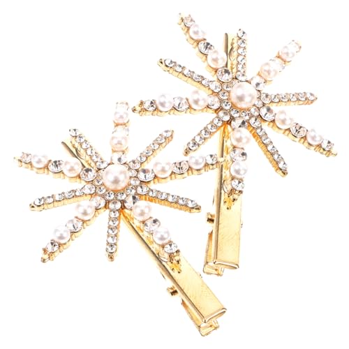 LRXIYODE 2 Stck Schneeflocken Haarklammern mit Perlen und Strass Dekorative Haarspangen für Damen und Praktisch für Hochzeiten und Besondere Anlässe von LRXIYODE