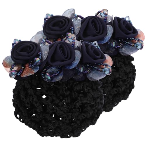 LRXIYODE 2 Stück Blaues Haarnetz mit Blumen Design Teiliges Leichte Stoff Haarklammern für Elegante Damenfrisuren Geeignet für Büro Uniform und Alltag Stilvoller Haarschmuck für Frauen von LRXIYODE