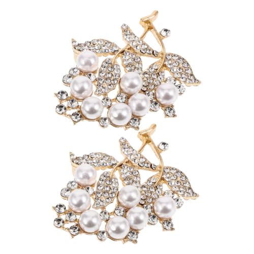 LRXIYODE 2stücke Blumenbrosche Mit Imitationsperlen Und Strass Blattform Anstecknadel Für Damen Modisches Accessoire Für Anzüge Kleider Und Partys von LRXIYODE