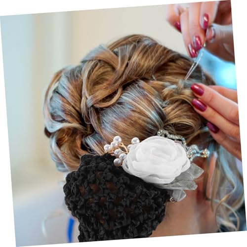 LRXIYODE 2 Stück Blumen Haarnetz Clip Weiß Grobmaschig Haarklammer Haarnetz Haarschmuck Damen Elegant für Büro Uniform und Alltag Haarfixierung mit Blumen design für Gepflegtes Styling von LRXIYODE