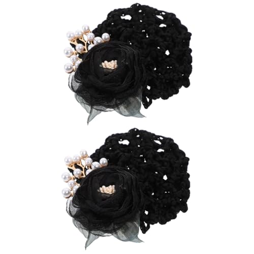 LRXIYODE 2 Stück Blumen Haarnetz für Dutt Minimalistischer Stoff Haarnetz Clip Vielseitiger Haarschmuck für Damen Eleganter Dutt-halter Einfache Befestigung Geeignet für Arbeit und Feier von LRXIYODE