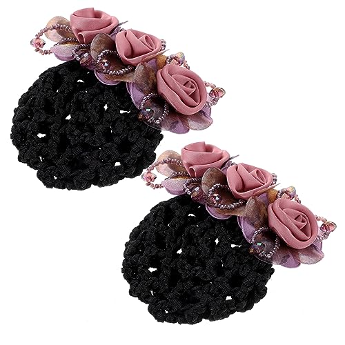 LRXIYODE 2 Stück Blumen Haarnetz für Dutt Teiliges mit Dekorativem Haarklip für Damen Pflegekräfte Hotelfachkräfte Langlebige und Starke Haarschmuckstücke von LRXIYODE