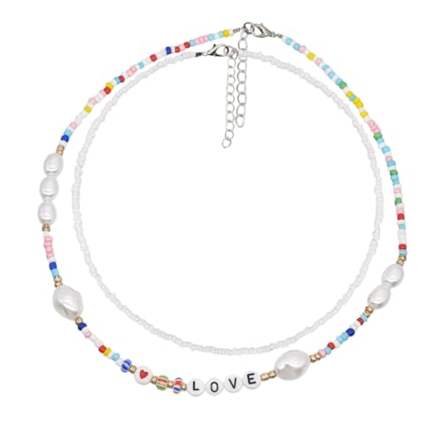 LRXIYODE 2stücke Perlen Choker Kette Damen Zarte Schlüsselbeinkette Trendige Halskette Kreative Halsschmuck Für Abschlussbälle Hochzeiten Partys von LRXIYODE