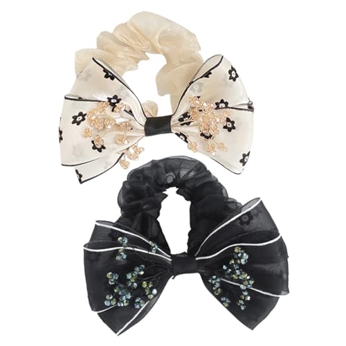 LRXIYODE 2 Stück Bowknot Haargummis aus Netzstoff Leichte Solarblumen Design Elastische Haarschleifen für Damen und Mädchen Vielseitig Tragbar für Alltag Party Geburtstag Schwarz Beige LRXIYODE 2 Stück Bowknot Haargummis aus Netzstoff Leichte Solarblumen Design Elastische Haarschleifen für Damen und Mädchen Vielseitig Tragbar für Alltag Party Geburtstag Schwarz Beige von LRXIYODE