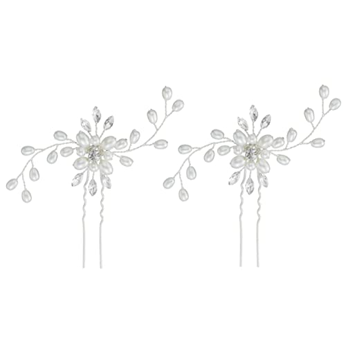 LRXIYODE 2 Stück Braut Haarnadeln Perlen Haarspangen mit Funkelnden Strassblättern Hochzeits Haaraccessoires für und Mädchen für Besondere Anlässe von LRXIYODE