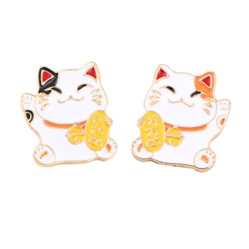 LRXIYODE 2 Stück Cat Shaped Corsage Broschen Dekorative Cartoon Glückskatze Anstecknadeln Mini Festival Accessoires für Damen Langlebige Metalllegierung Stilvoll und Einzigartig von LRXIYODE
