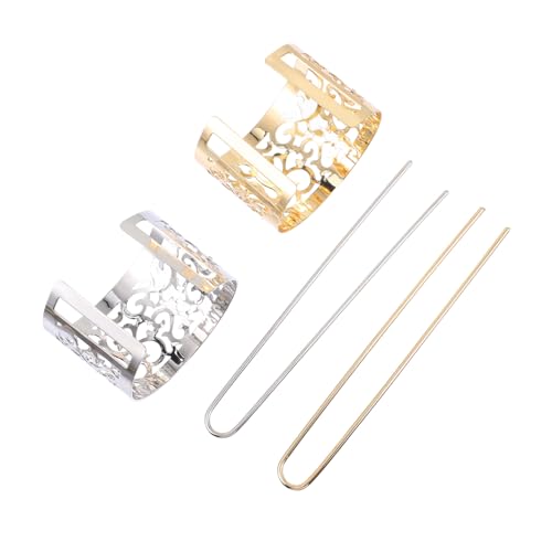 LRXIYODE 2 Stück Chinesischer Haarschmuck Teiliges Haarnadeln mit Filigranem Muster Gold und Silber Haarklammern für Damen Eleganter Haarkamm Haarschmuck zur Haarfixierung und Dekoration von LRXIYODE