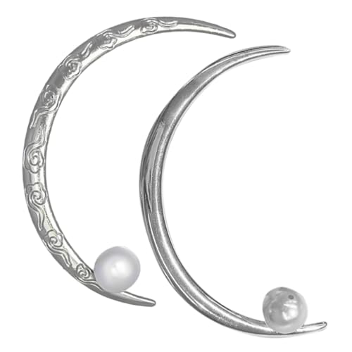 LRXIYODE 2 Stück Chinesischer Haarstab Damen Haarnadel Vintage Haarspange mit Perlen Mondförmig Haarschmuck für Dutt Langhaar Frisuren Hochzeit Party Alltag von LRXIYODE