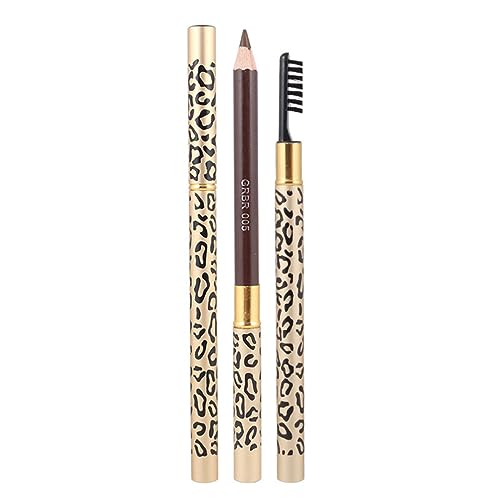 LRXIYODE 2 Stück Doppelköpfiger Augenbrauenstift mit Pinsel Leopard Design Lichtkaffee Einfach zu Verwenden für Professionelles und Persönliches Make Up Natürliches Finish von LRXIYODE