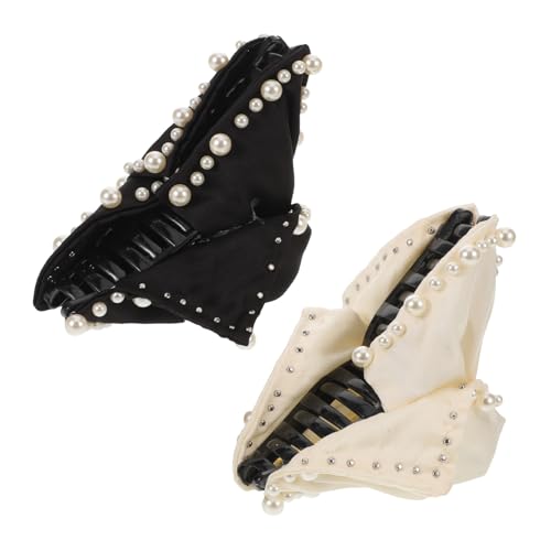 LRXIYODE 2 Stück Dreieck-haarclip aus Satin mit Künstlichen Perlen Fester Sitz für Dickes und Dünnes Haar Eleganter Haarklammer für Damen Vielseitig für Alltag und Festliche Anlässe von LRXIYODE