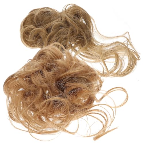 LRXIYODE 2 Stück Dutt Haarteil aus Hitzebeständigem Kunsthaar Voluminös Lockig und Glatt Elastisches Haargummi Unordentlicher Chignon Haarknoten Extensions für Frauen Einfach zu Tragen von LRXIYODE