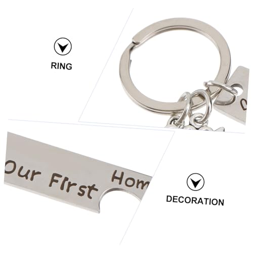 LRXIYODE 2 Stück Edelstahl Schlüsselanhänger Kreativer Hausschlüsselanhänger mit DIY Anhänger Motiv Langlebig und Modisch zur Einweihung für Freunde und Familie von LRXIYODE