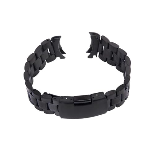 LRXIYODE 2 Stück Edelstahl Uhrenarmband mit Gebogenem Ende Robuste Glieder Schwarzes Armband für Herren und Damen Mit Federstege Komfortabler Klappverschluss mit Push button Langlebig und von LRXIYODE