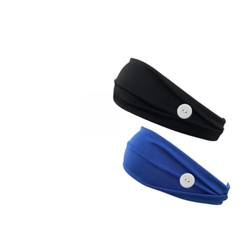 LRXIYODE 2 Stück Elastisches Damen Stirnband mit Knopf für Sport und Maskenohrenpflege Schweißabsorbierend Vielseitig Kombinierbar Geeignet für Fitness und Alltag von LRXIYODE