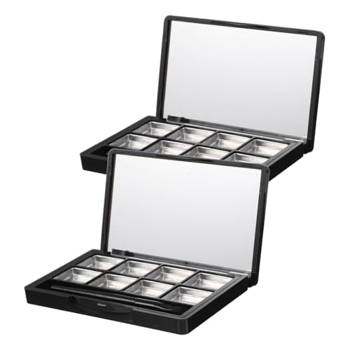 LRXIYODE 2 Stück Fach Nachfüllbare Lidschattenpalette mit Spiegel und Lippenpinsel Makeup Palette Organizer Tray für Lidschatten und Lippenstift Kompakte Kosmetikbox für DIY Make-up Zubehör von LRXIYODE