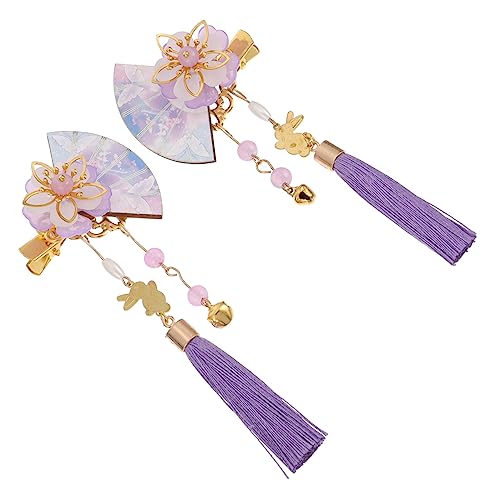 LRXIYODE 2 Stück Fächer Design Haarspangen für Mädchen Japanische Haarschmuck mit Langen Quasten und Glocken Perfektes Haaraccessoire für Festliche Anlässe und Partys von LRXIYODE