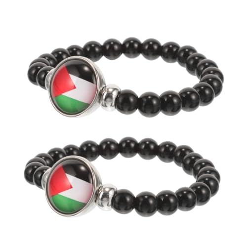 LRXIYODE 2 Stück Flaggenarmband Freundschaftsarmband Handgefertigt Freiheitsarmband Damen Perlenarmband Für Frauen Handgelenksarmband Tragbares Armband Armbänder Palästina Armband von LRXIYODE