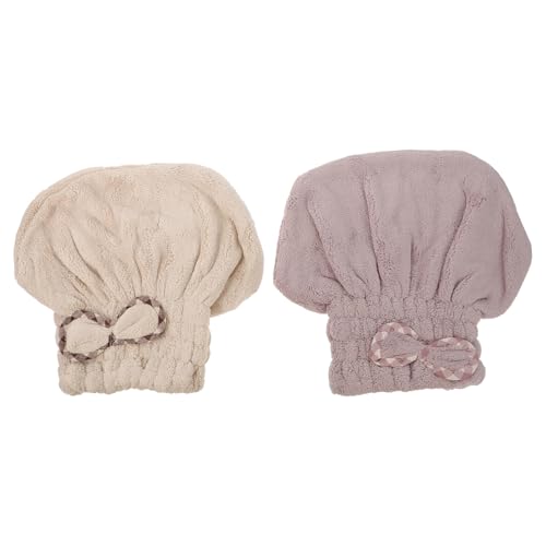 LRXIYODE 2 Stück Fleece Haar trockenkappen Saugfähig Schnell Trocknend Weich und Schonend Niedliches Cartoon design für Damen Haarbruch und Frizz Komfortabel und Langlebig von LRXIYODE
