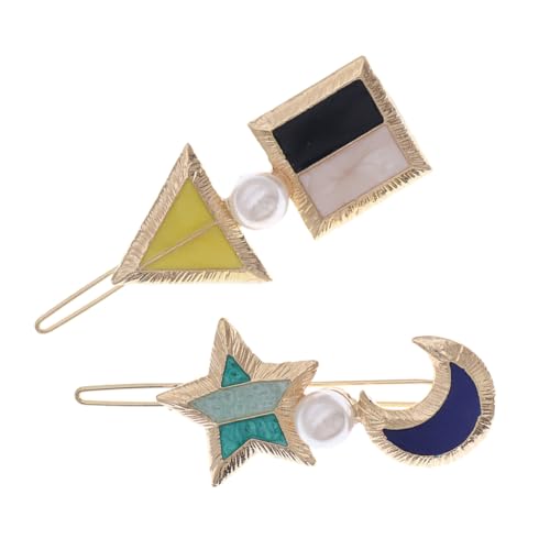 LRXIYODE 2 Stück Geometrische Haarspangen Stern Mond design Eleganter Haarschmuck für Frauen Vielseitige Haaraccessoires für Alltag Party Hochzeit und Festliche Anlässe von LRXIYODE