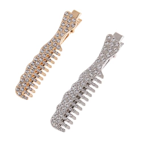 LRXIYODE 2 Stück Glänzende Haarklammer im Kamm design mit Strasssteinen in Gold und Silber für Damen Fester Sitz mit Haarschonung Modisches Accessoire für Alltag Büro und Festliche Anlässe von LRXIYODE