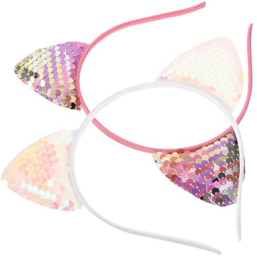 LRXIYODE 2 Stück Glitzer Katzenohren Haarreif Lustiges Stirnband mit Sequins für Karneval Mottoparty und Cosplay Haarschmuck und Weiß LRXIYODE 2 Stück Glitzer Katzenohren Haarreif Lustiges Stirnband mit Sequins für Karneval Mottoparty und Cosplay Haarschmuck und Weiß von LRXIYODE