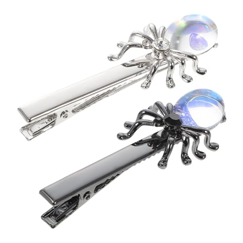 LRXIYODE 2 Stück Gothic Spider Haarklammern Halloween Haarschmuck mit Silbernem und Schwarzem Entenmaulclip Dekorative Haarspangen für Mädchen und Damen Auffälliges Party Accessoire von LRXIYODE