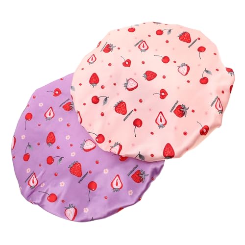 LRXIYODE 2stücke Doppellagige Wasserdichte Duschhaube Für Damen Wiederverwendbare Peva Haarhaube Mit Verstellbarer Schnalle Groß Für Langes Oder Voluminöses Haar Für Duschen Und von LRXIYODE