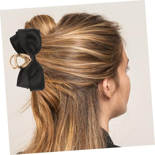 LRXIYODE 2 Stück Großer Haarklammer mit Doppelseitiger Schleife Rutschfester Haarclip für Damen Metallische Haarkralle in Schwarz und Khaki Schonend für Dickes und Zartes Haar Modisches von LRXIYODE