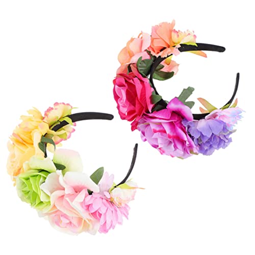 LRXIYODE 2 Stück Haarband für Cosplay und Feiertage Imitation Blütenkopfschmuck Stirnband für Partys und Fotosessions von LRXIYODE