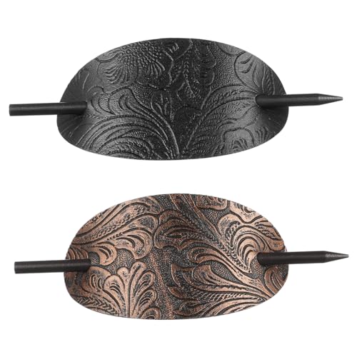 LRXIYODE 2 Stück Haarnadeln Leder Haarstab Haarschmuck Retro Stil für Damen und Mädchen Stilvolle Haarklammer für Dutt und Haarstyling Geeignet für Haartypen Einfache Anwendung Schwarzes von LRXIYODE