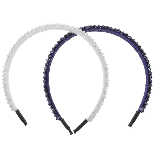 LRXIYODE 2 Stück Haarreifen Damen Modisches Stirnband mit Reihigen Schmucksteinen Leichter Haarschmuck für Frauen und Mädchen Rutschfestes Accessoire für Verschiedene Frisuren von LRXIYODE