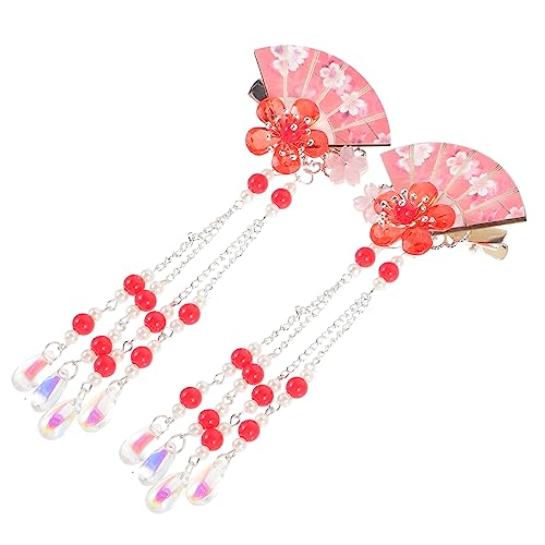 LRXIYODE 2 Stück Haarschmuck Blüten Haarspangen mit Quasten für Mädchen Dekorative Fächer Haarclips für Festliche Anlässe und Tägliches Styling von LRXIYODE