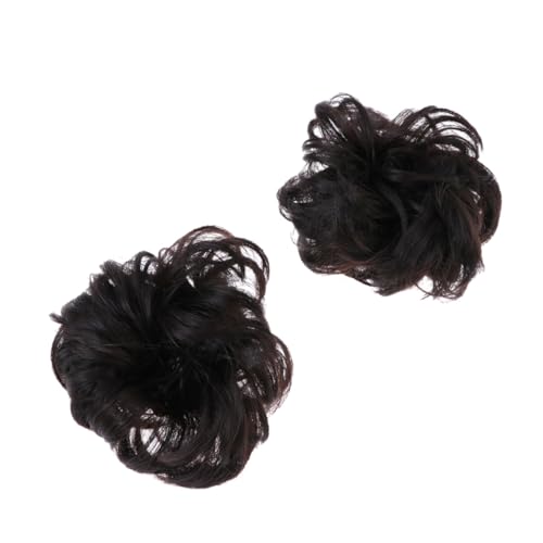 LRXIYODE 2 Stück Haarschmuck Teilig Synthetischer Haar Dutt Voluminöses Haartool für Frauen und Mädchen Braun Schwarz Einfach zu Benutzen Langlebig und Realistische Hochsteckfrisur von LRXIYODE
