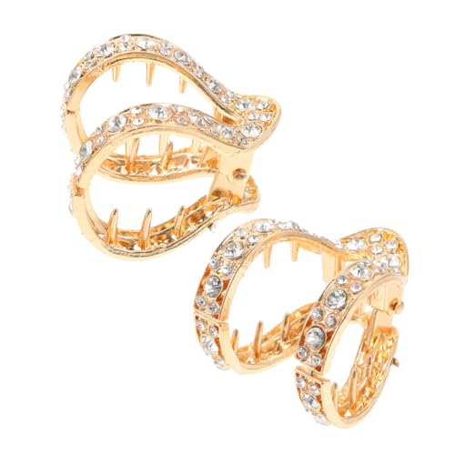 LRXIYODE 2 Stück Haarspangen Gold mit Strass Förmige Haarklammern für Kurzen Nacken Sicherer für Ponytail und Dutt Schonend Robust Haarschmuck Accessoires für Damen von LRXIYODE