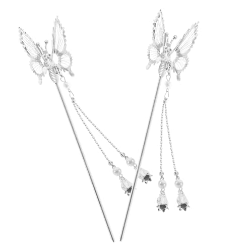 LRXIYODE 2 Stück Haarstäbchen Mit Schmetterlingsdekoration Vintage Haarschmuck Für Frauen Für Hochzeiten Und Partys Aus Robustem Metall Mit Quaste Für Hochsteckfrisuren von LRXIYODE