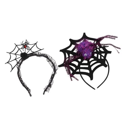 LRXIYODE 2 Stück Halloween Haarreifen Teilig mit Großem Spinnennetz und Lebensechter Spinne Detailreiche Verarbeitung Einzigartiges Design für Kostümpartys Bühnenauftritte und Halloween von LRXIYODE