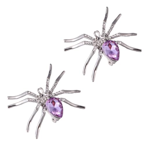 LRXIYODE 2 Stück Halloween Spinnen Brosche aus Langlebiger Legierung mit Funkelnden Kristallen Kreative Spinnenform für Damen und Herren Vielseitige Dekoration für Kleidung Taschen und Hüte von LRXIYODE
